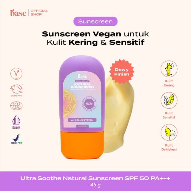 Iklan Base sunscreen vegan untuk kulit sensitif