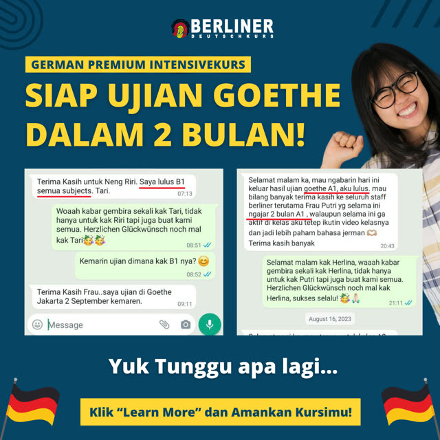 Iklan Berliner Deutschkurs German Premium Intensivkurs garansi Goethe