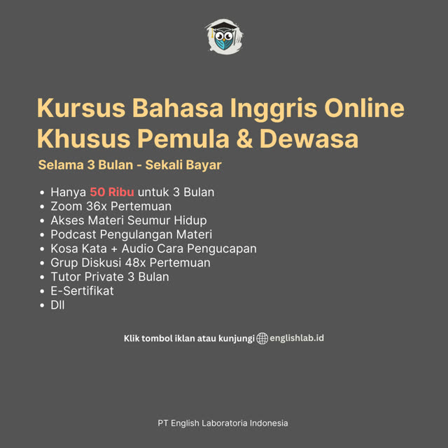 Iklan English Laboratoria Indonesia kursus Bahasa Inggris murah