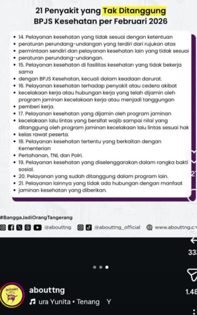 Iklan TikTok 21 penyakit tak ditanggung BPJS Kesehatan